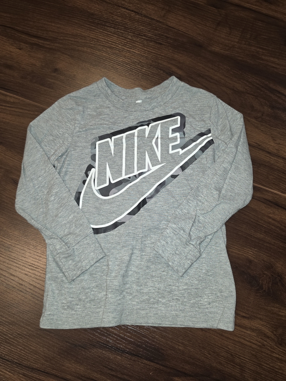 Nike Gray Long-Sleeve Kids Logo Tee